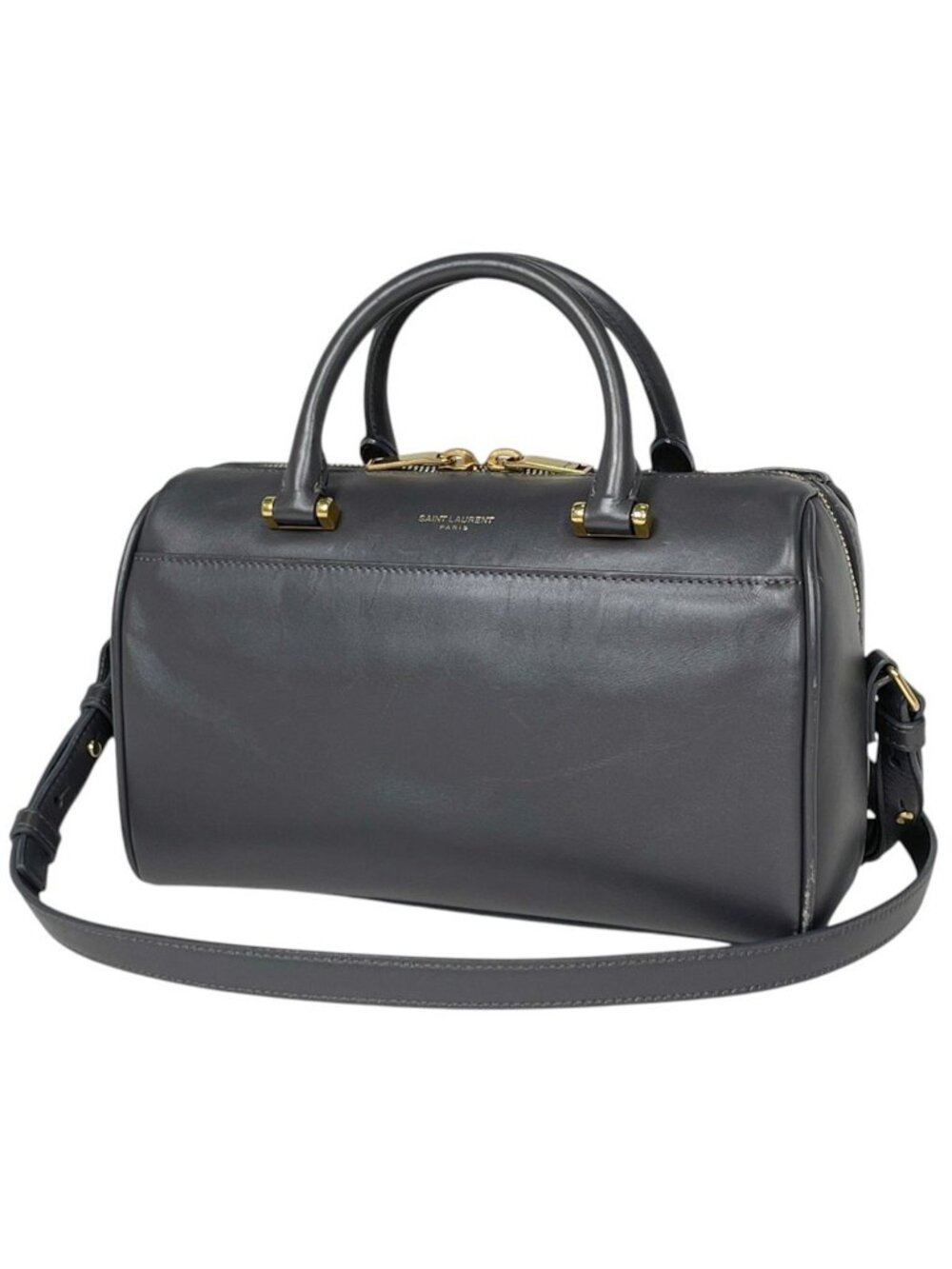 Saint Laurent Paris Handbag Baby Duffle 2-Way Leather Gray